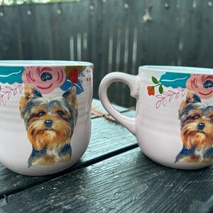 Home mug coffee tea Yorkie doggie pink set cups